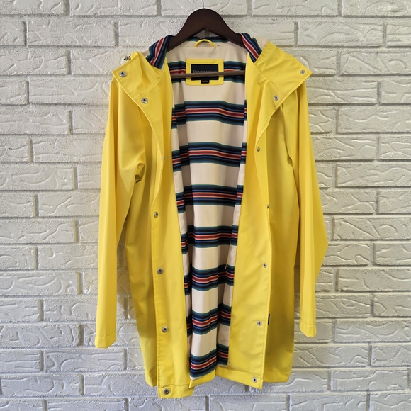 Pendleton Jackets & Blazers - Pendleton Yellow Hooded Raincoat with Striped Lining